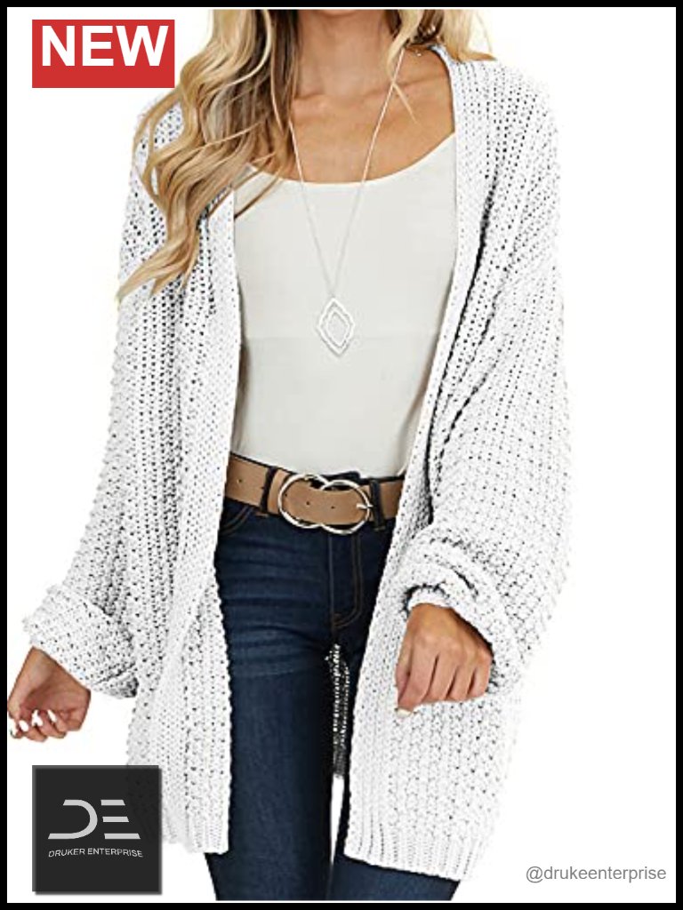 Women's Open Front Chunky Knit Cardigan Long Sleeve Pull On